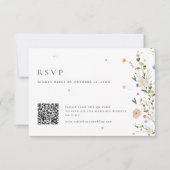 Lente Bloementuin Minimalistische Bloem QR-code RSVP Kaartje (Voorkant)