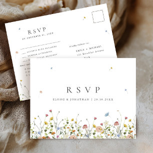 Lente Bloementuin Minimalistische Trouw RSVP Briefkaart