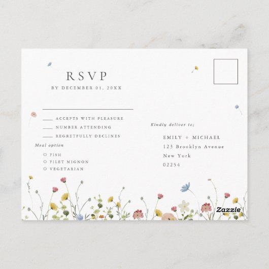 Lente Bloementuin Minimalistische Trouw RSVP Briefkaart (Achterkant)
