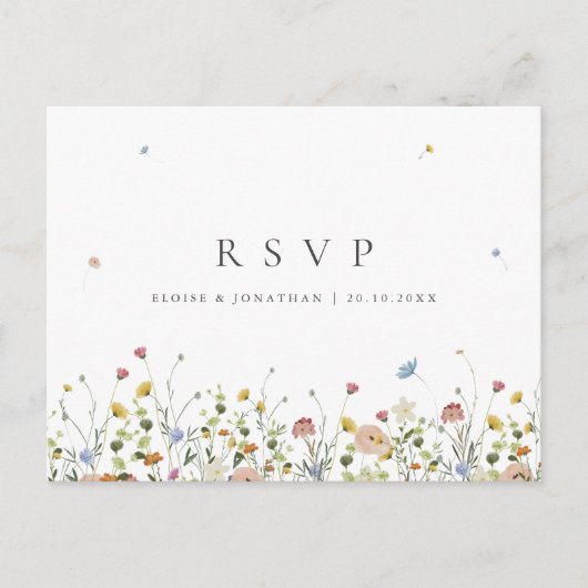Lente Bloementuin Minimalistische Trouw RSVP Briefkaart (Voorkant)