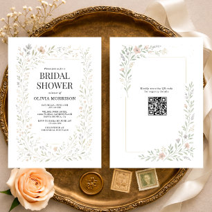 Lente bloementuin QR-code Bruidsmeisjesfeest Kaart