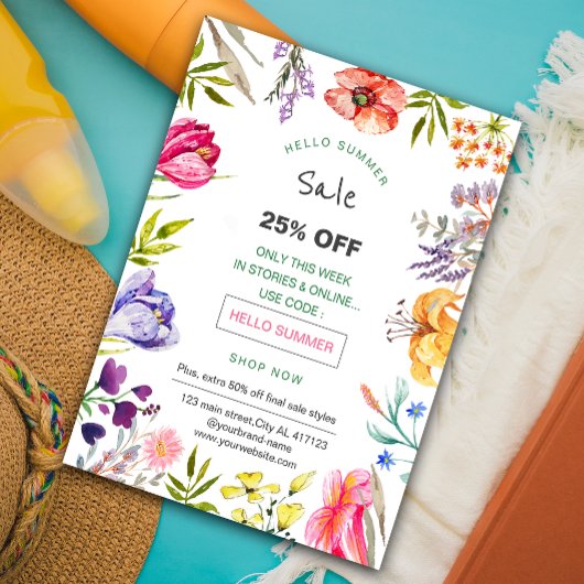 Lente bloemenverkoop Zomer promotie flyer