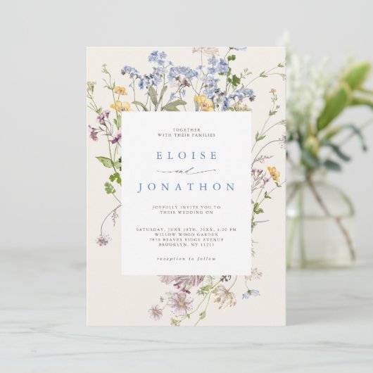 Lente Bloemenweide Tuin Foto Bruiloft   Kaart (Staand voorkant)