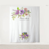 Lente Bloemige Aquarel Bruidsdouche Fotohokje Wandkleed (Voorkant)