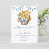 Lente Bloemige Blauwe Coquette Baby Shower Kaart (Staand voorkant)