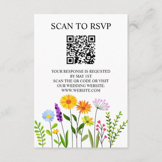 Lente Bloemige Elegante QR Code Huwelijksreactie Informatiekaartje (Voorkant)