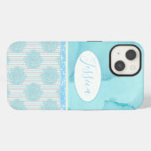 Lente bloemige multi blauwe ontwerp iPhone hoesje (Achterkant horizontaal)