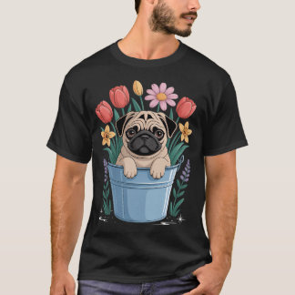 Lente Bloemige Pug - Hondeneigenaar Huisdier Train T-shirt
