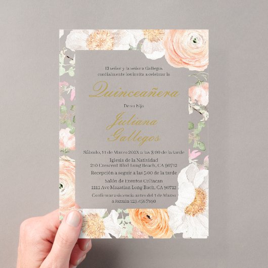 Lente bloemige Quinceanera uitnodiging (Insitu (Draagbaar))