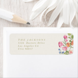 Lente bloemige Retouradres Baby Shower Etiket