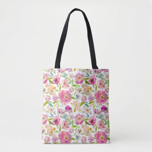 Lente Bloemige Roze Blos Tote Bag (Voorkant)