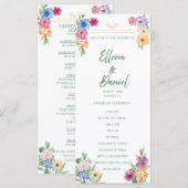 Lente bloemisterij wilde bloemen trouwprogramma programmakaart (Voorkant / Achterkant)