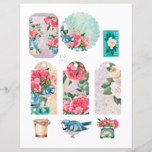 Lente bloemistuin Romantische scrapbookelementen (Voorkant)