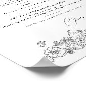 Lente bloemlijn kunst bruiloft drinken bar menu poster (Hoek)