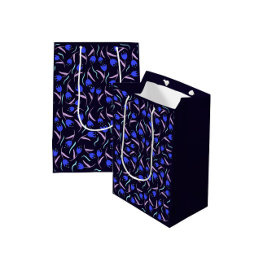 Lente Bloempatroon Donkerblauw Medium Cadeauzakje