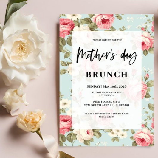 Lente bloemrijke Moederdag brunch Kaart