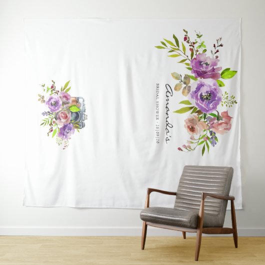 Lente Bloemrijke Waterverf Bruidsdouche Fotohokje Wandkleed (In Situ (horizontaal))