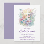 Lente Bloemstuk Kruis Pasen Brunch Uitnodiging (Voorkant / Achterkant)