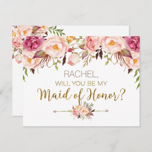 Lente Bloemstuk Wil Je Mijn Getuige Zijn Kaart (Voorkant / Achterkant)