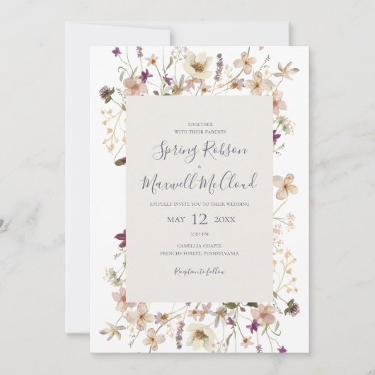 Lente Bloemstuk Wit Bruiloft Casual Kaart (Voorkant)