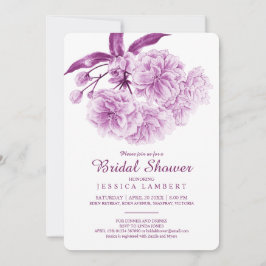 Lente bloesem paars vrijgezellenfeest kaart