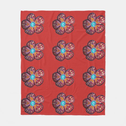 Lente bloesem tekening fleece deken, medium (Voorkant)