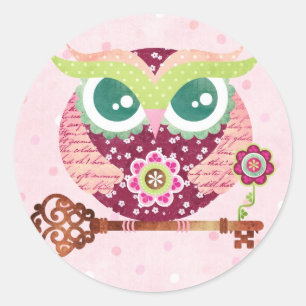Lente Bloesem Uil Stickers