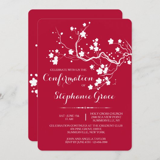 Lente Bloesem Uitnodiging (Voorkant / Achterkant)