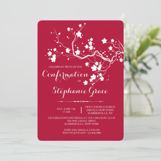 Lente Bloesem Uitnodiging (Staand voorkant)