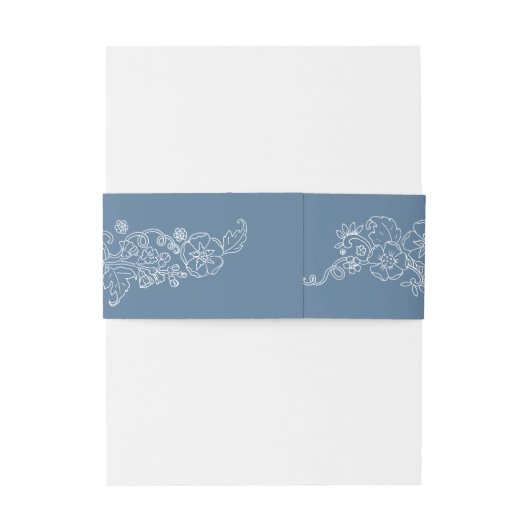 Lente bloesem wijnvlinders blauw grijs bruiloft uitnodigingen wikkel (Achterkant Voorbeeld)