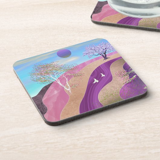 Lente bloesems Landschap Bier Onderzetter (Linkerzijde)