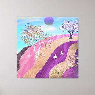 Lente bloesems Landschap Canvas Afdruk