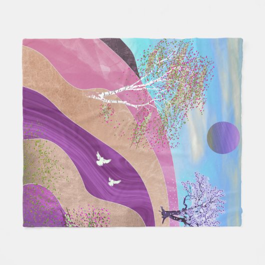 Lente bloesems Landschap Fleece Deken (Voorkant (Horizontaal))