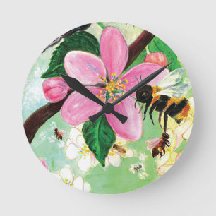 Lente bloesems met bijen ronde klok