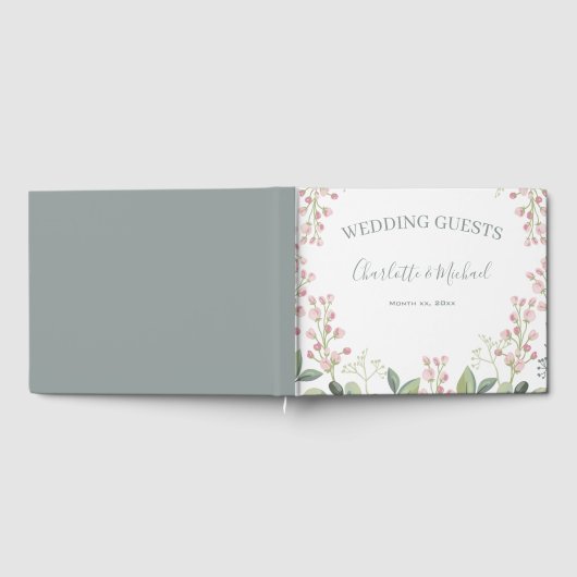 Lente Bloesems Roze Bloemen Munt Groene bruiloft Gastenboek (Volledig)