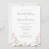 Lente Bloesems Roze Bloemen Munt Groene bruiloft Kaart (Voorkant)
