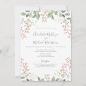 Lente Bloesems Roze Bloemen Munt Groene bruiloft Kaart (Voorkant)
