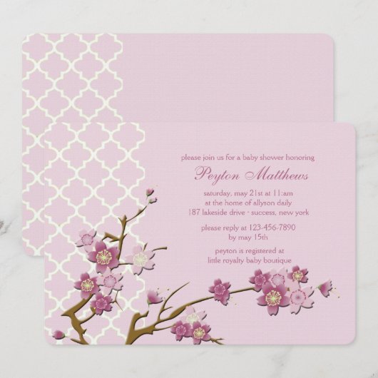 Lente bloesems Uitnodiging (Voorkant / Achterkant)