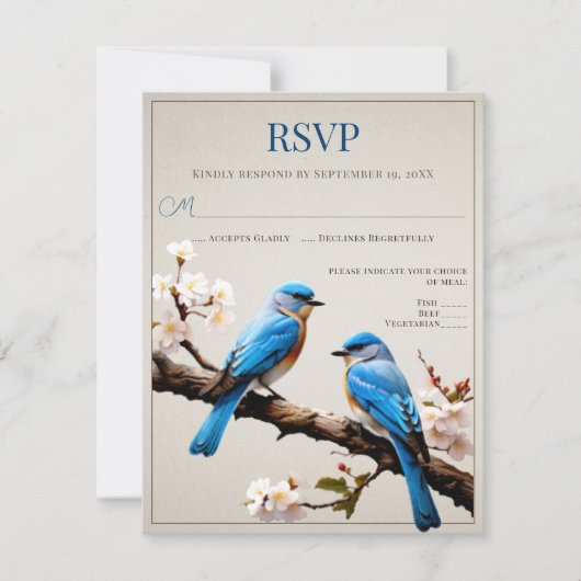 Lente Bluebirds Bruiloft RSVP (Voorkant)