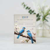 Lente Bluebirds Bruiloft RSVP (Staand voorkant)
