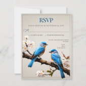 Lente Bluebirds Bruiloft RSVP Kaartje (Voorkant)