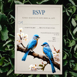 Lente Bluebirds Bruiloft RSVP Kaartje