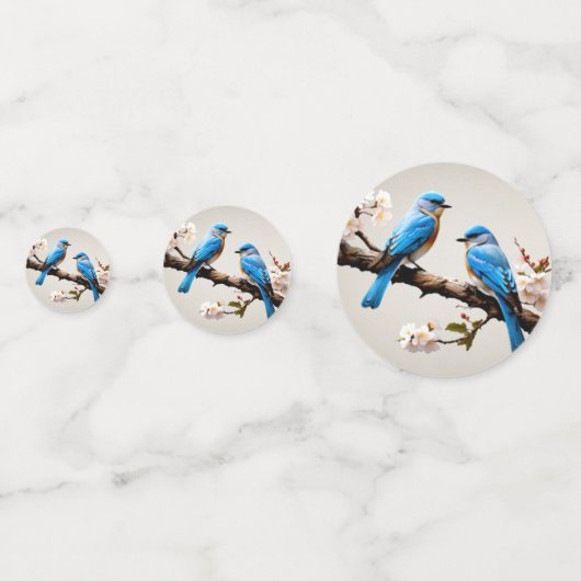 Lente Bluebirds Monogram Bruiloft Confetti (Voorkanten)