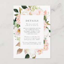 Lente Blush Bloemen Bruiloft Details Informatiekaartje