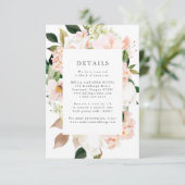 Lente Blush Bloemen Bruiloft Details Informatiekaartje (Staand voorkant)