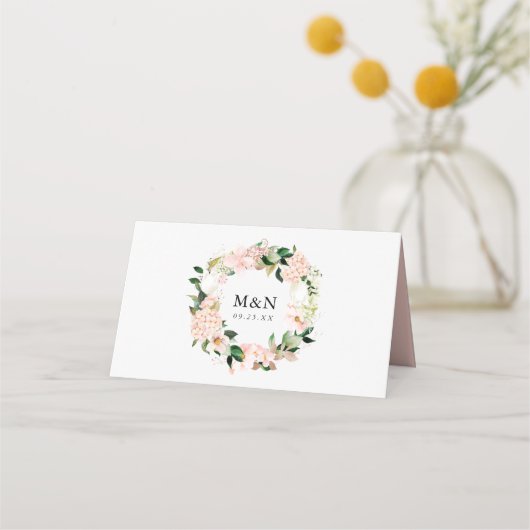 Lente Blush Bloemen Bruiloft Plaatskaartje (Achterkant)