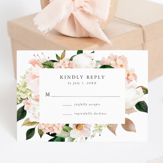 Lente Blush Bloemen Bruiloft RSVP Kaart