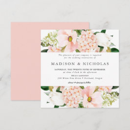 Lente Blush Bloemen Bruiloft Vierkant Kaart