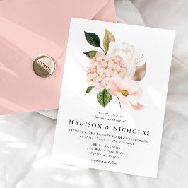Lente Blush Bloemenboeket Bruiloft Kaart