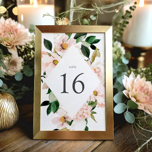 Lente Blush Bloemenframe Bruiloft Kaart